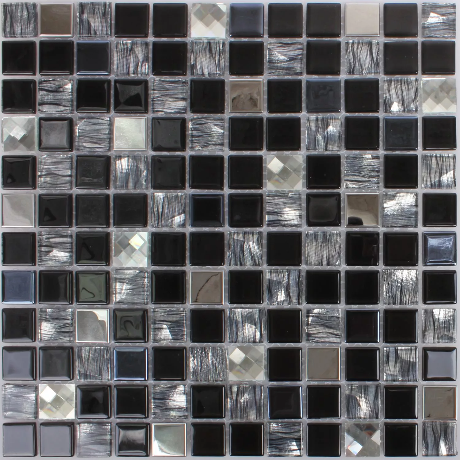 Plăci De Mozaic Malaya Negru Argint Pătrat