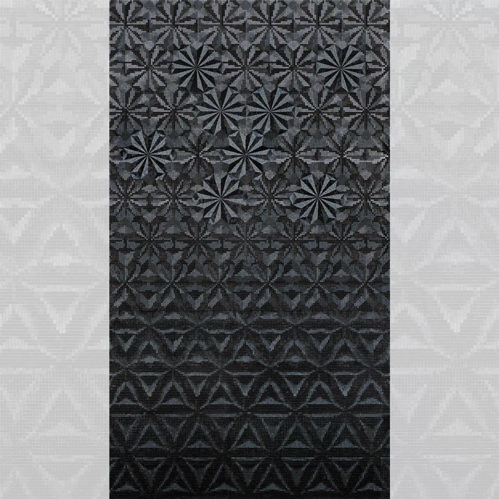 Glas Mosaik Bild Magicflower Black 120x240cm