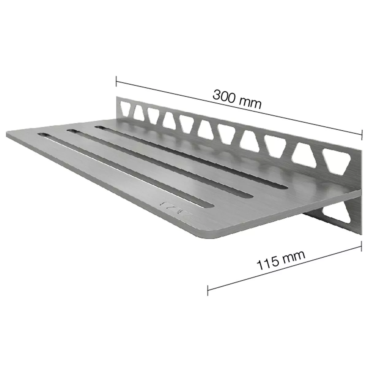 Doucheplank wandplank Schlüter rechthoek 30x11,5cm Wave Zilver