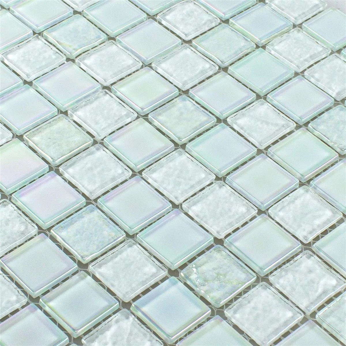 Muestra Mosaico de Cristal Azulejos Efecto Nacarado Manor Blanco
