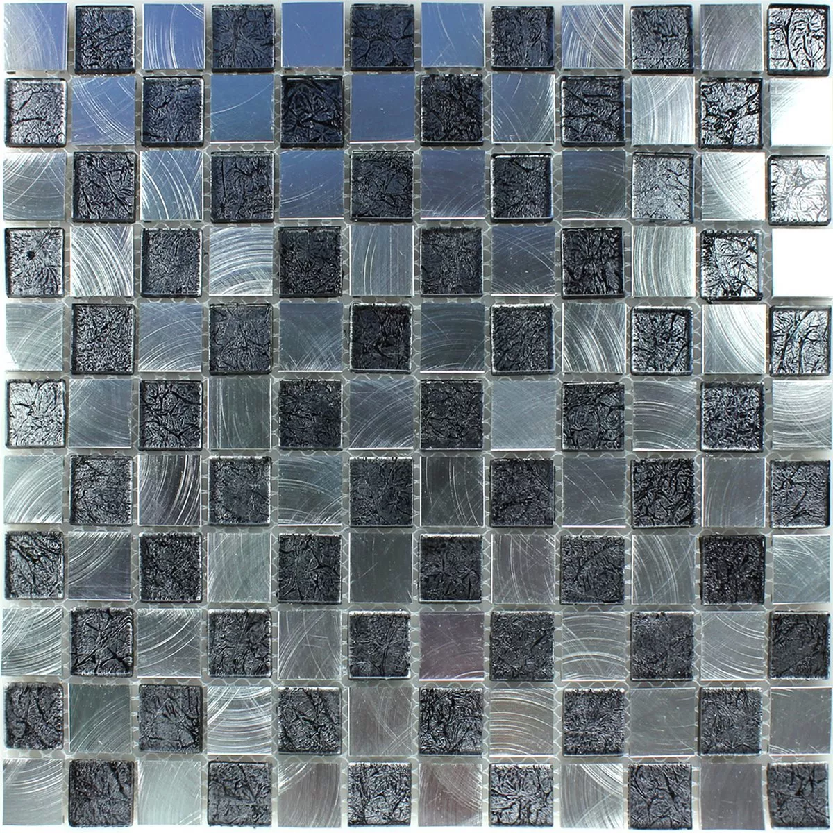 Mosaico Vetro Alluminio Scacchiera 25x25x4mm