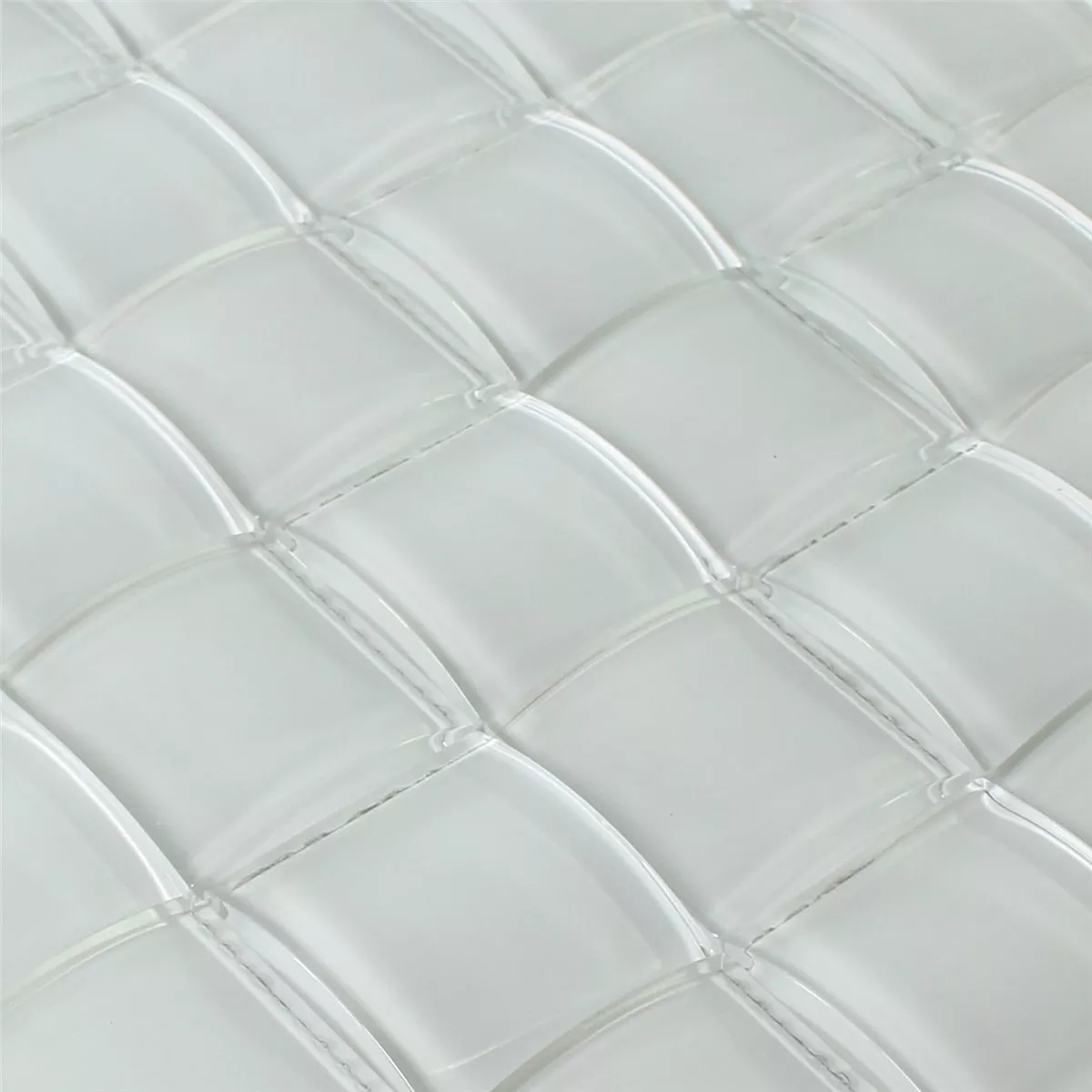 Mosaic Tiles Glass 3D Effect White Uni