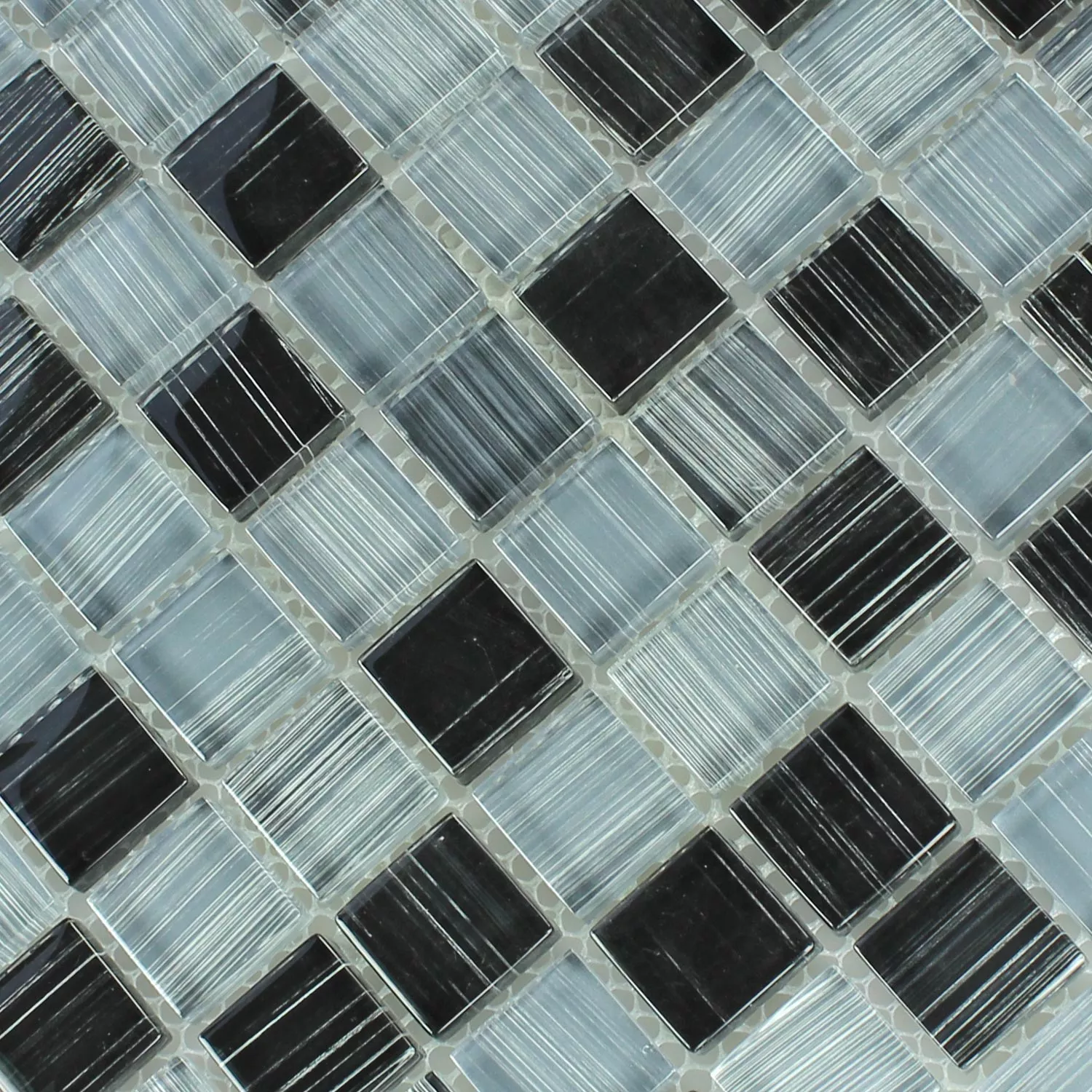 Sample Mosaic Tiles Glass Stroke Black Grey