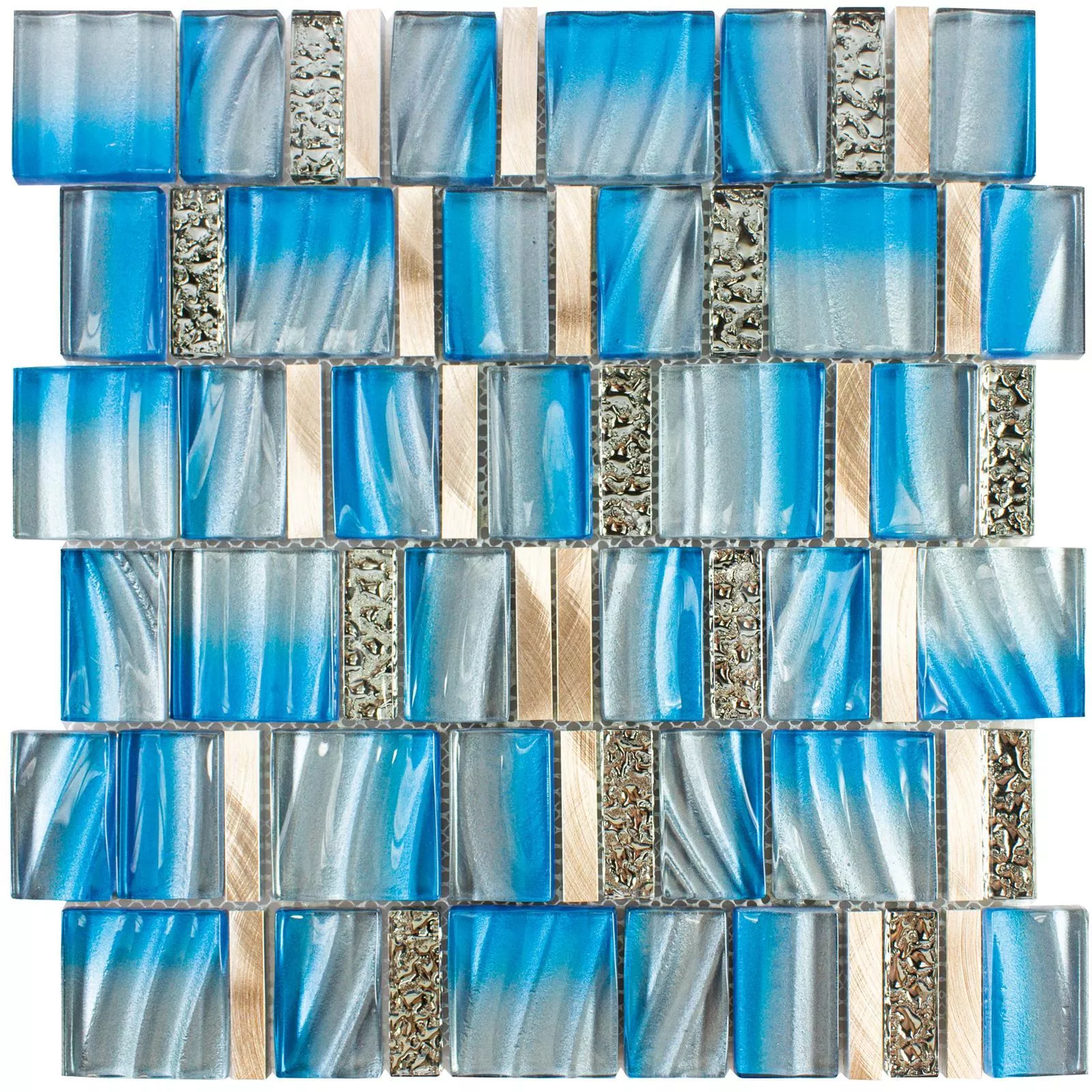 Glass Metal Mosaic Tiles Union Blue Copper