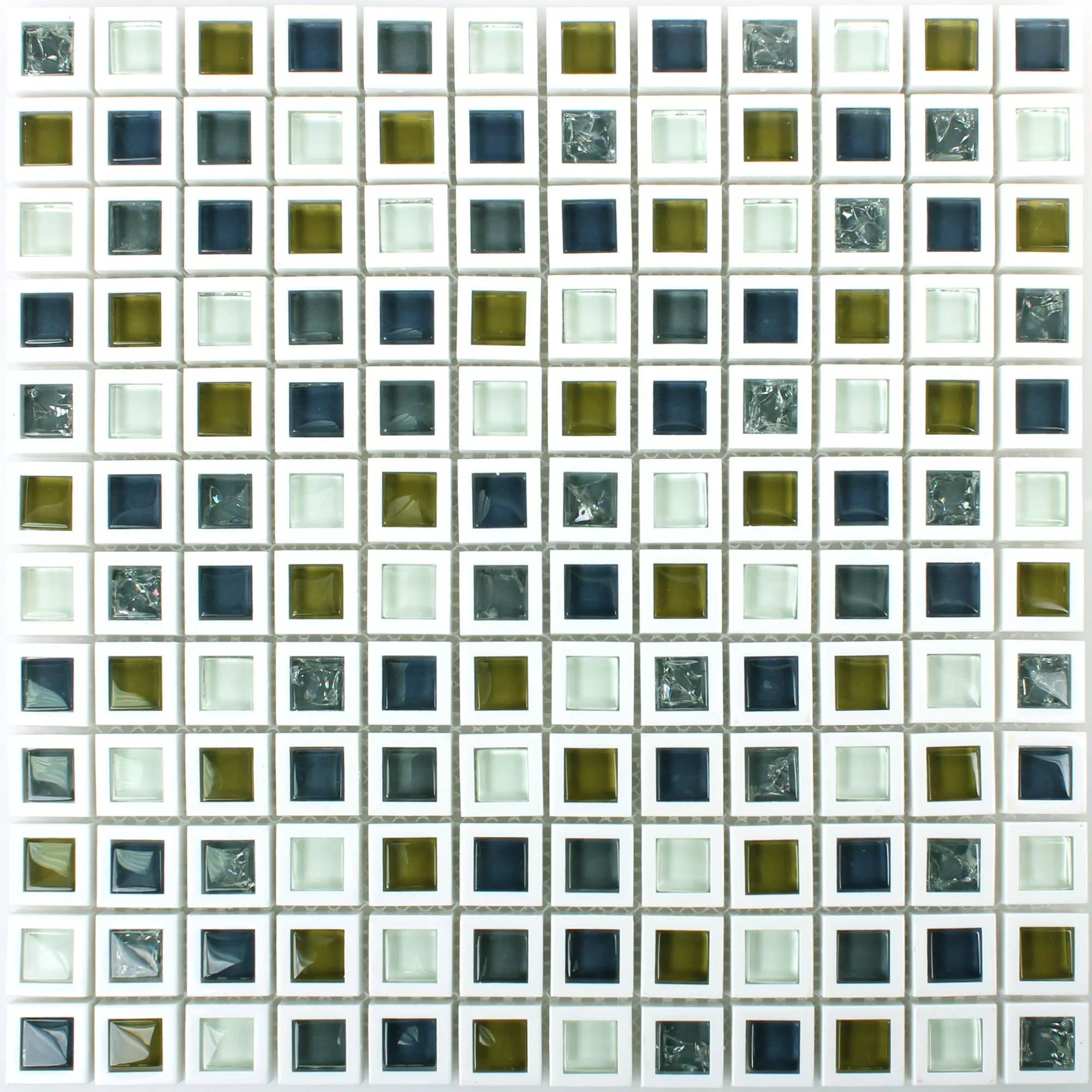 Model din Sticlă Plastic Mozaic Anatolia Verde Alb