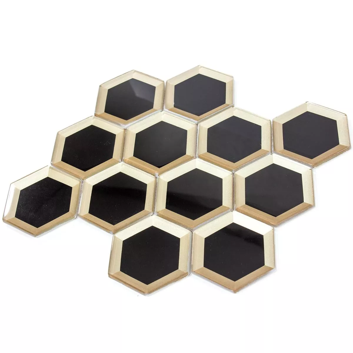 Glass Mosaic Arnold Hexagon Black Gold