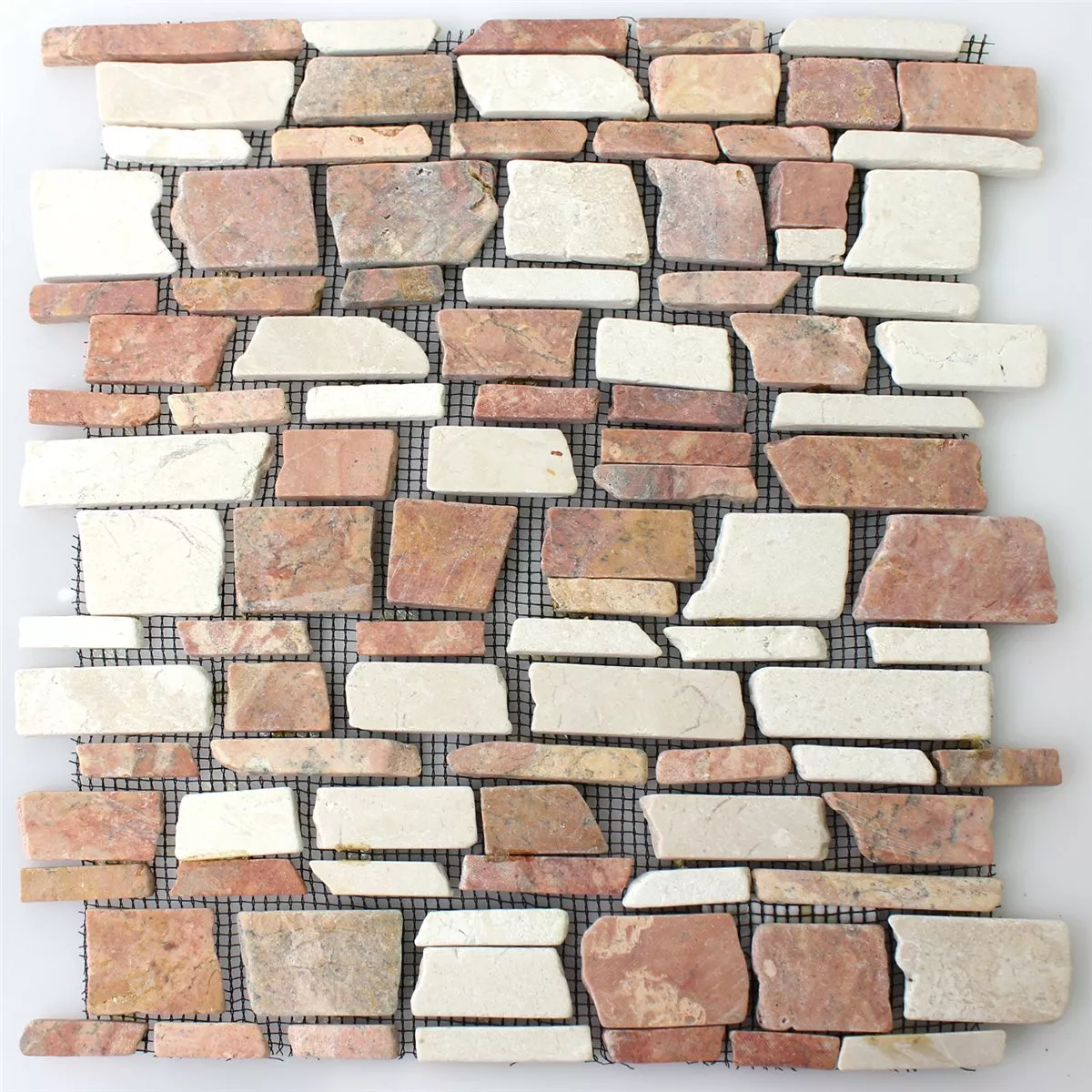 Mønster fra Mosaikkfliser Marmor Naturstein Brick Biancone Rosso
