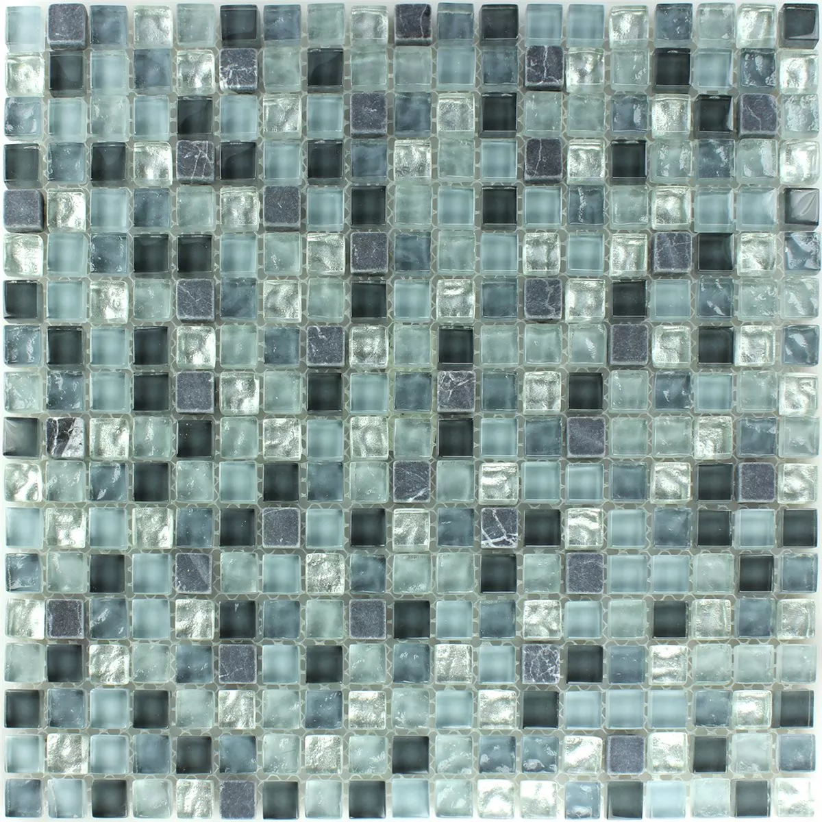 Marble Mosaic Tiles Glass Grey Mix 15x15x8mm