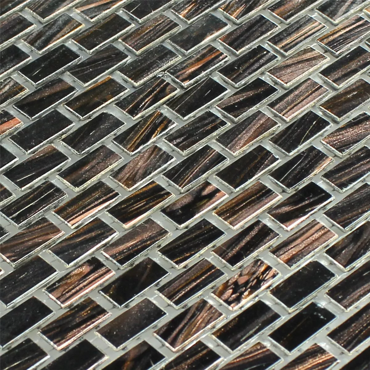 Vzorek Skleněná Mozaika Goldstar Hnědá Mini Brick