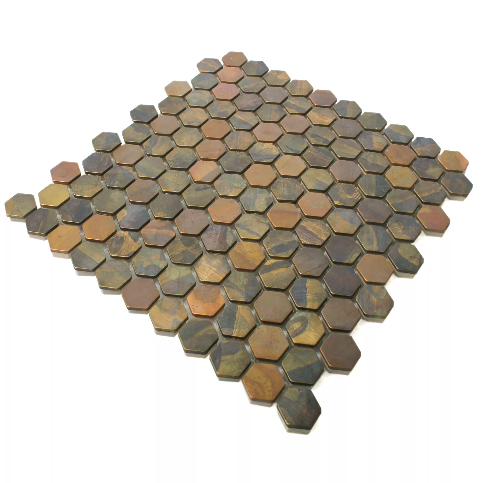 Mønster fra Mosaikkfliser Kobber Merkur Sekskant Brun 