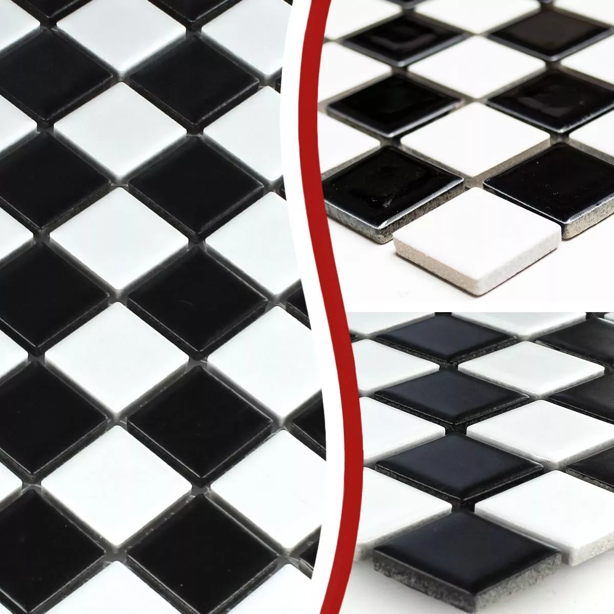 Model din Plăci De Mozaic Ceramică Yona Negru Tablă De Șah