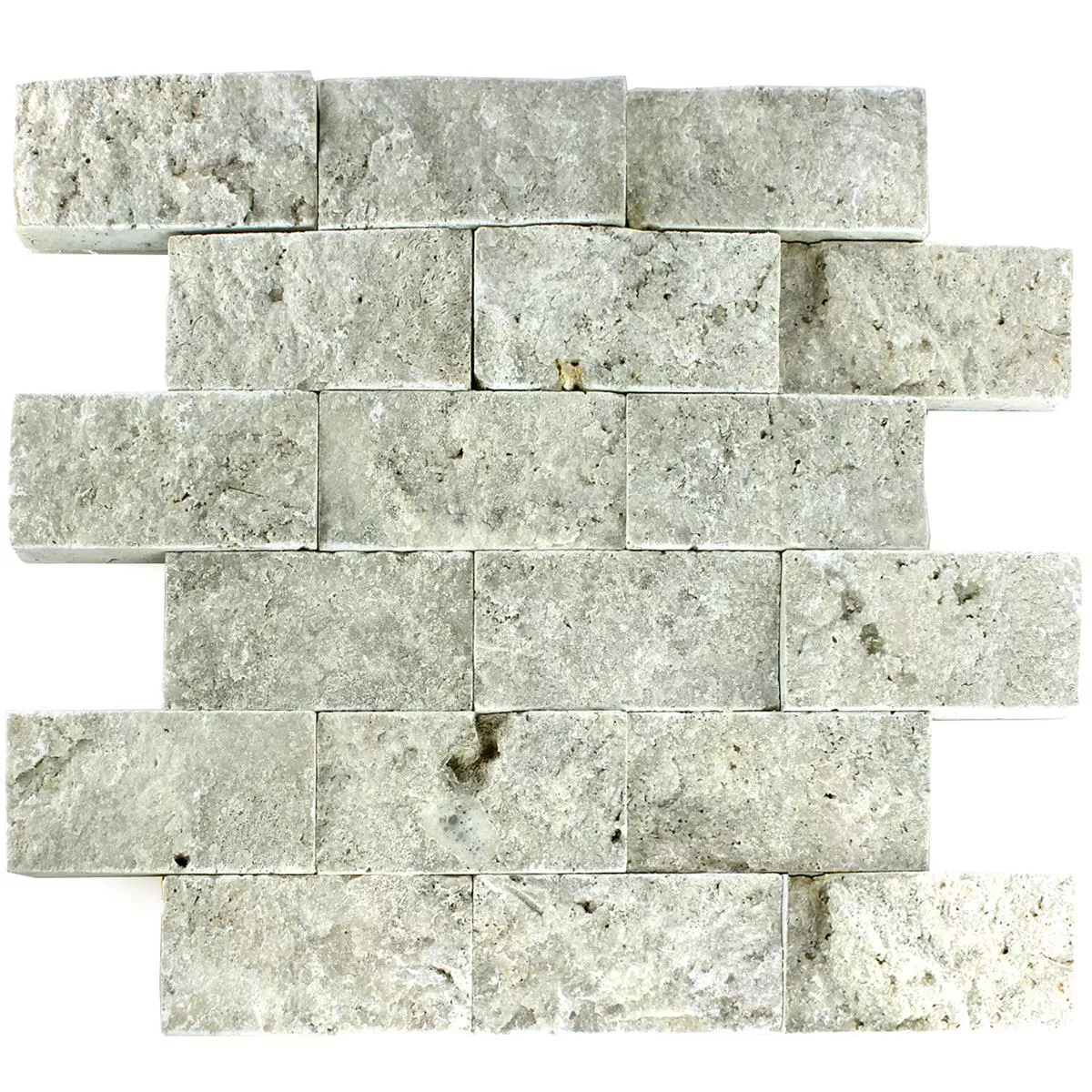 Sample Mosaic Tiles Travertine 3D Silver Brick