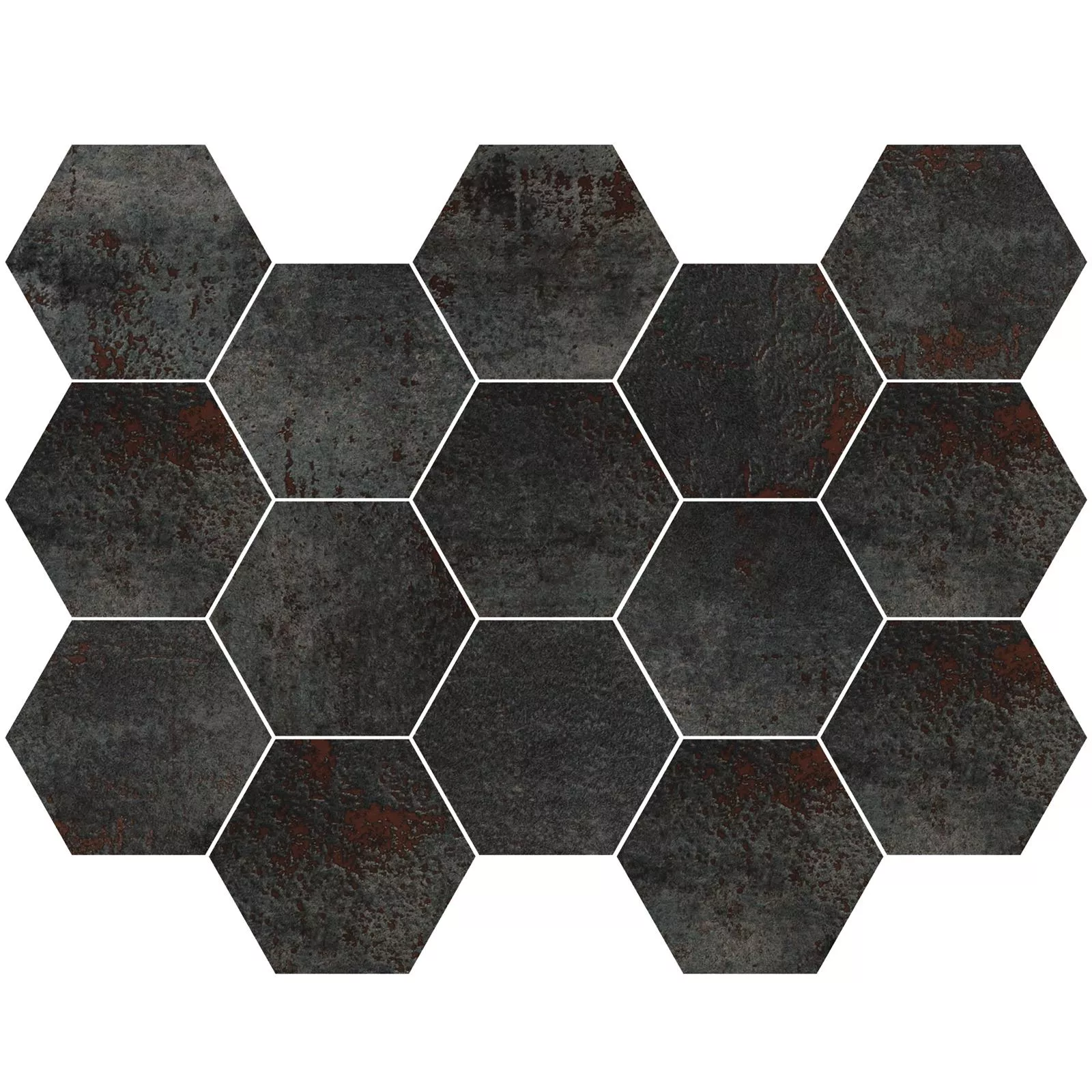 Mosaic Tile Phantom Titanium Hexagon Semi Polished