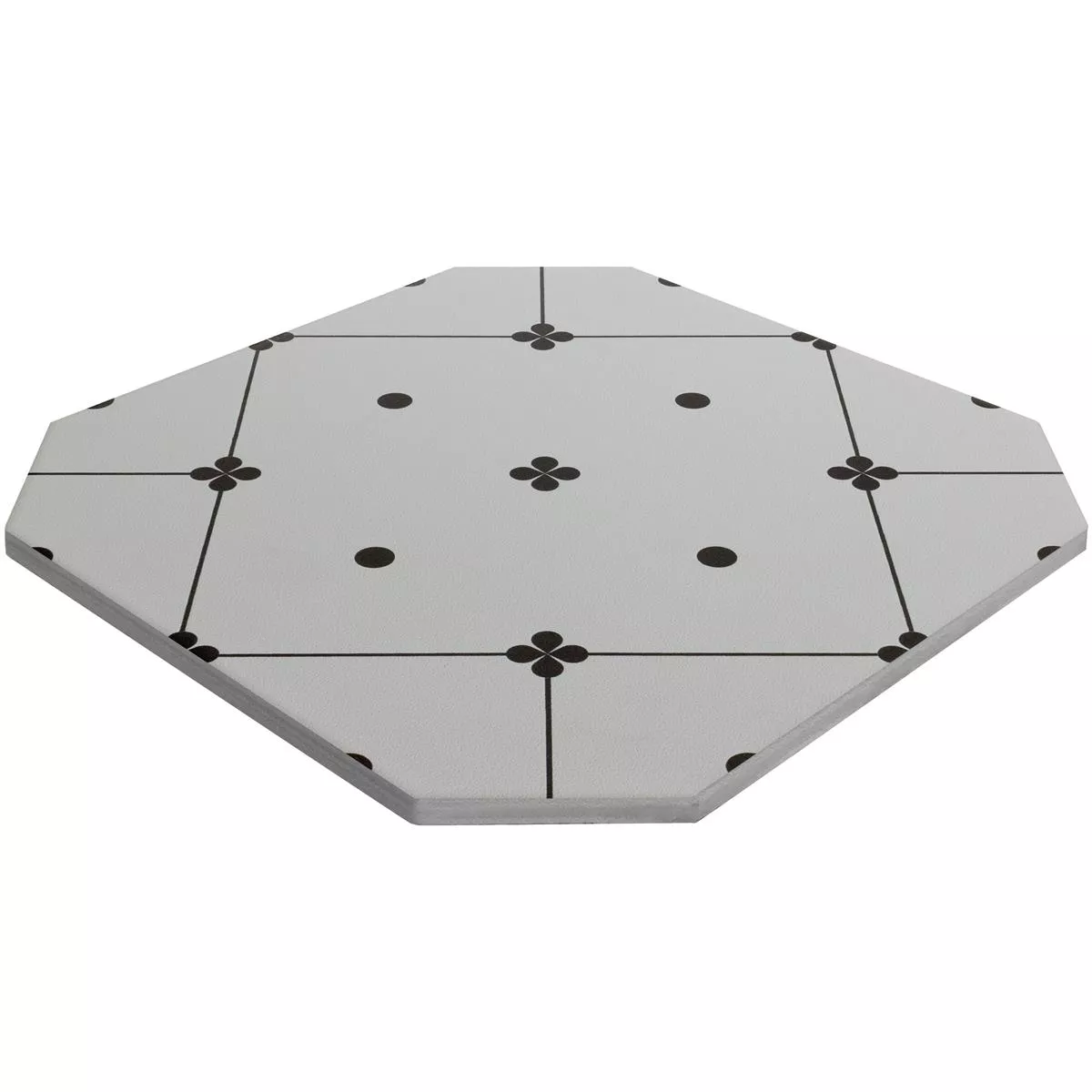 Πρότυπο από Πορσελάνινα Σκεύη Πλακάκια Genexia Μαύρος Ασπρο Decor 3 Οκτάγωνο 20x20cm