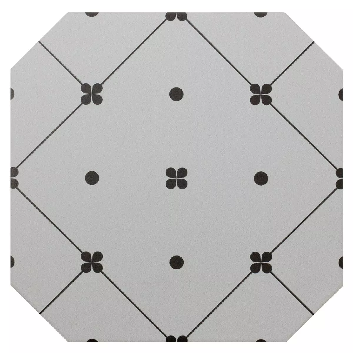 Porcelain Stoneware Tiles Genexia Black Blanc Decor 3 Octagon 20x20cm