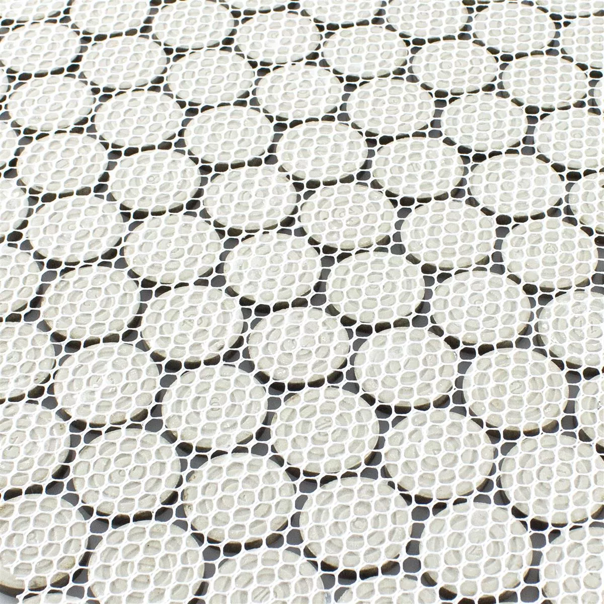 Ceramic Button Effect Mosaic Tiles Meneksche Silver