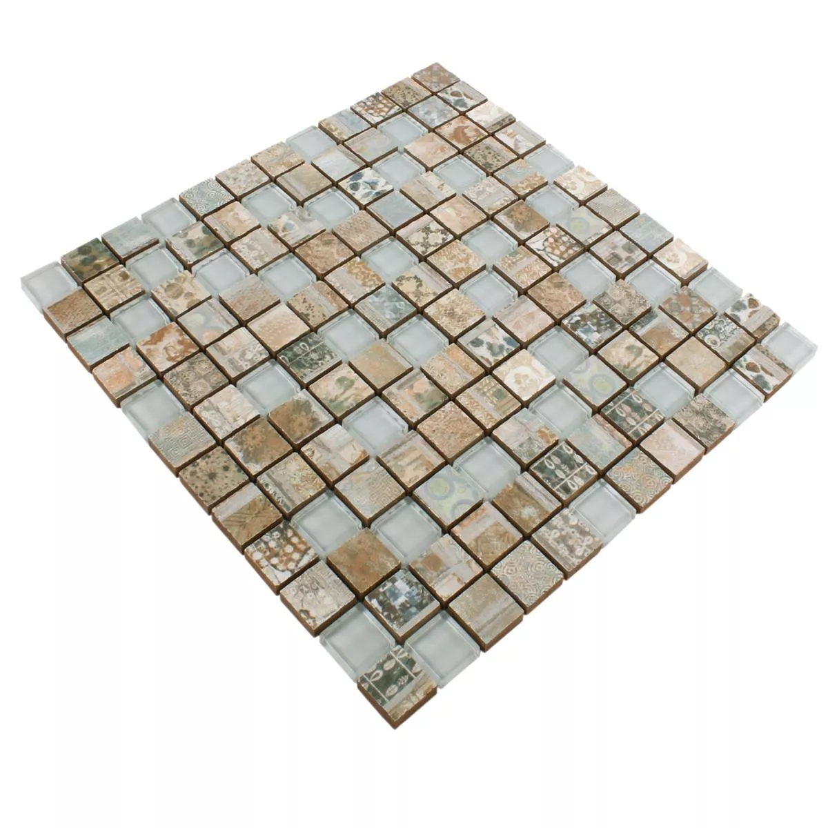 Model din Plăci De Mozaic Sticlă Ceramică Bellevue Maro Pătrat