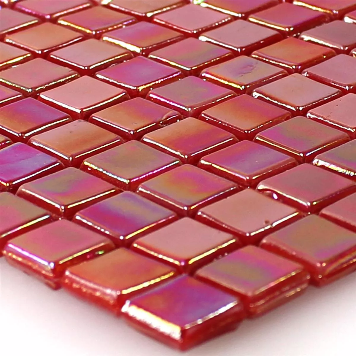 Mosaico Vetro Piastrella Madreperla Effetto Rosso