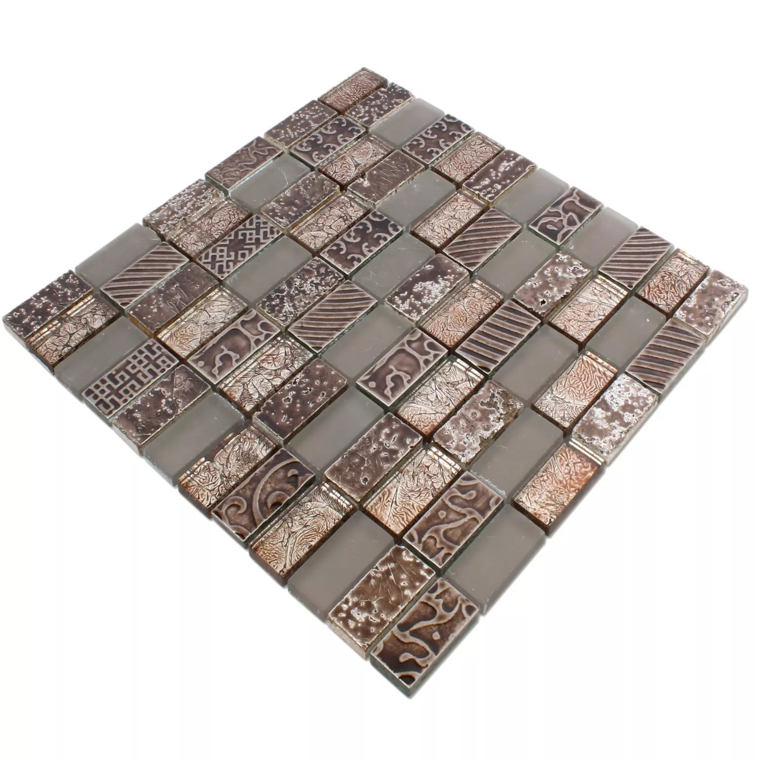 Mosaic Tiles Glass Natural Stone Piroshka Brown