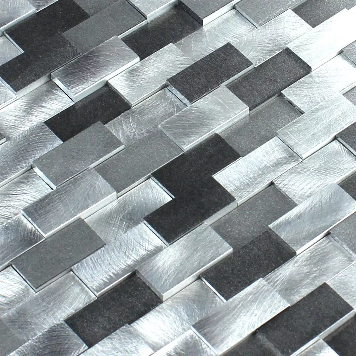 Mosaic Tiles 3D Alu Metal Black Grey