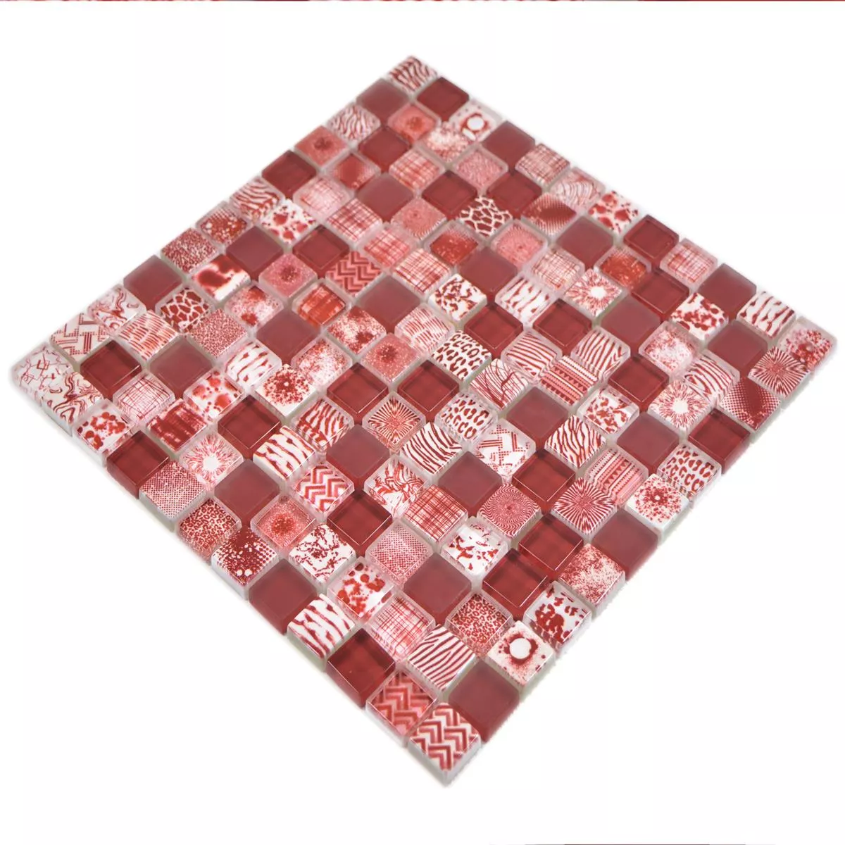 Mozaika Szklana Płytki Cornelia Retro Optyka Czerwone