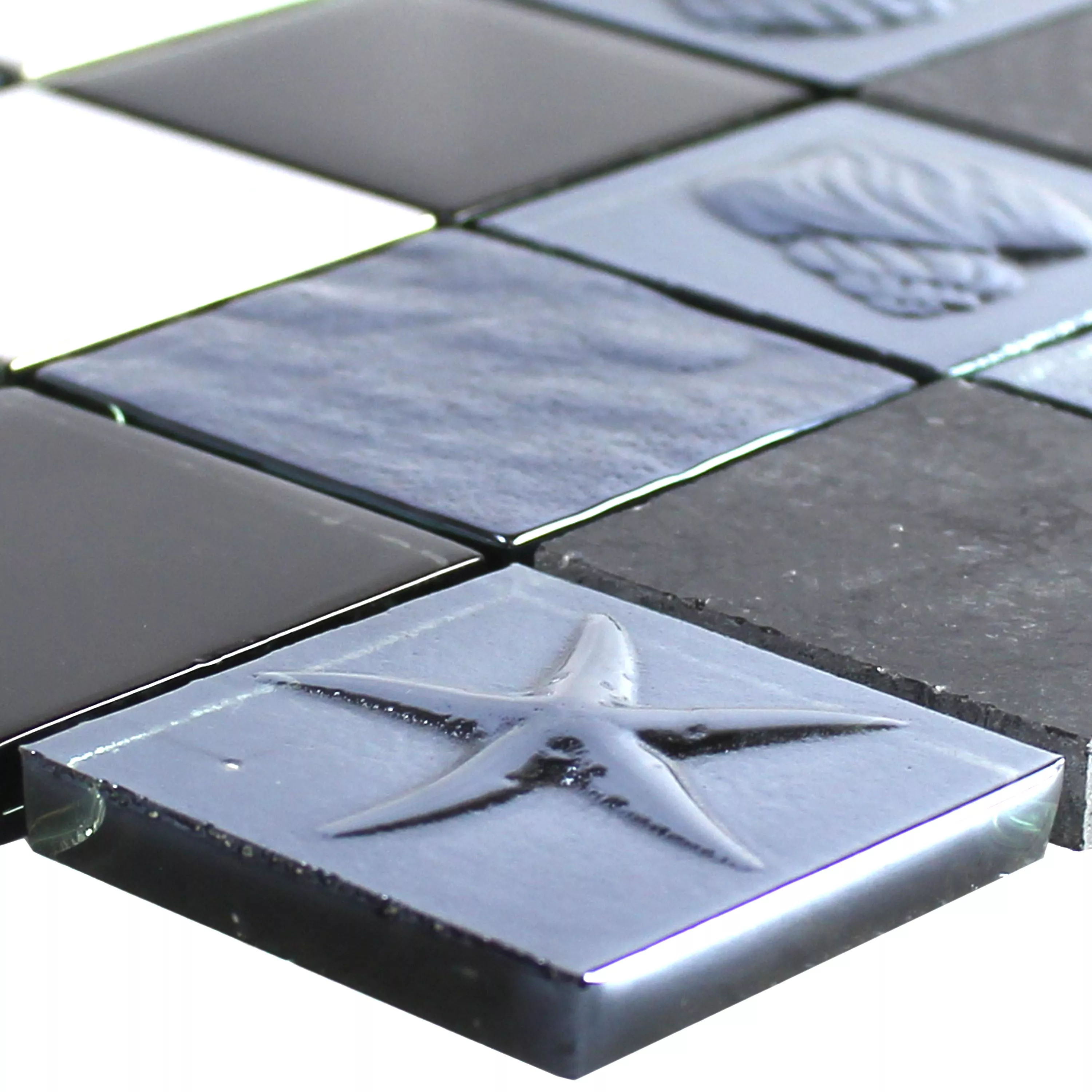 Glas Rustfrit Stål Natursten Mosaik Fliser Emporia Sort Sølv Glas Rustfrit Stål Natursten Mosaik Fliser Emporia Sort Sølv