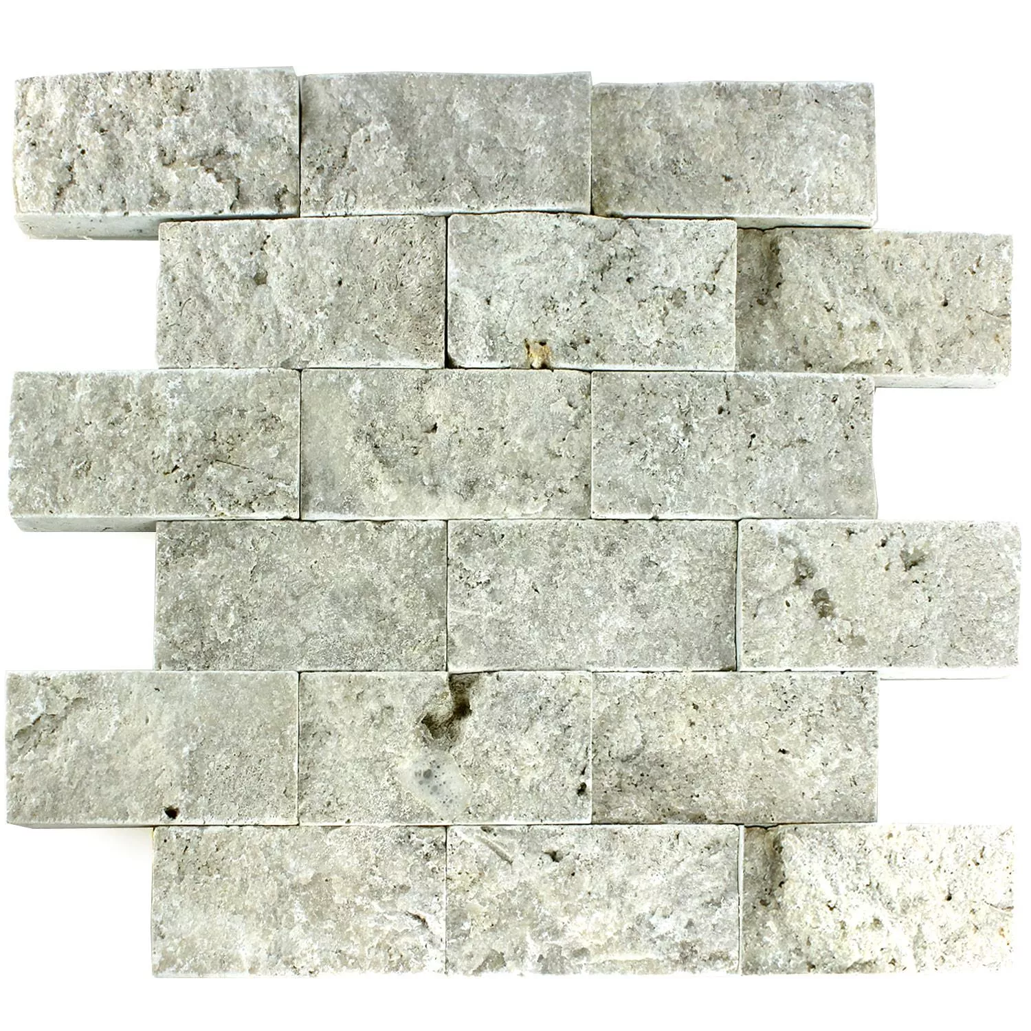 Mosaico Pietra Naturale 3D Argento Brick