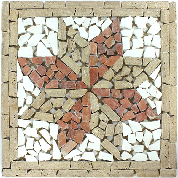 Marmer Rosone 33x33x8mm Bruin Rosso Wit Marmer Rosone 33x33x8mm Bruin Rosso Wit