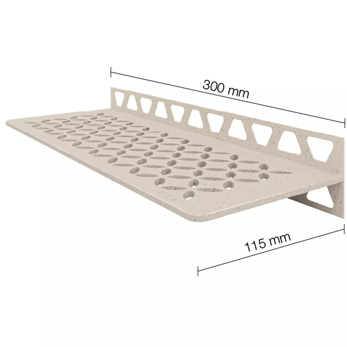 Zuhanypolc fali polc Schlüter téglalap 30x11,5cm virágos elefántcsont