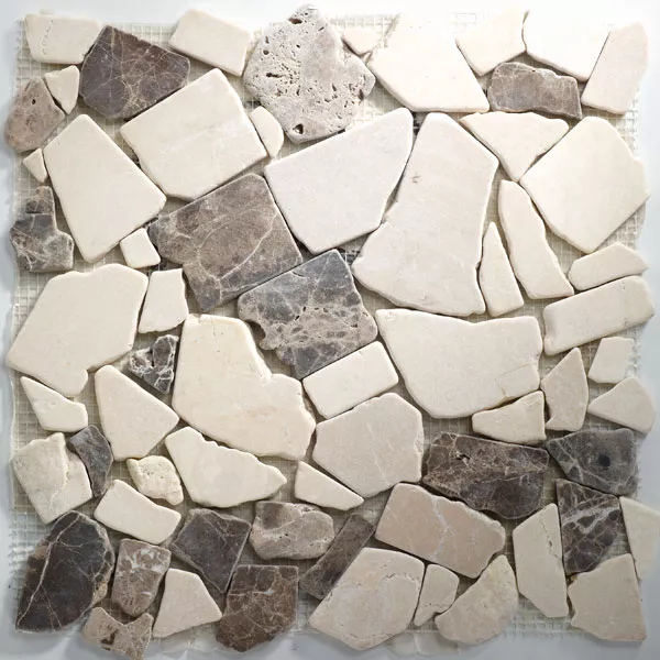 Plăci De Mozaic Fractură De Marmură Castanao Cream