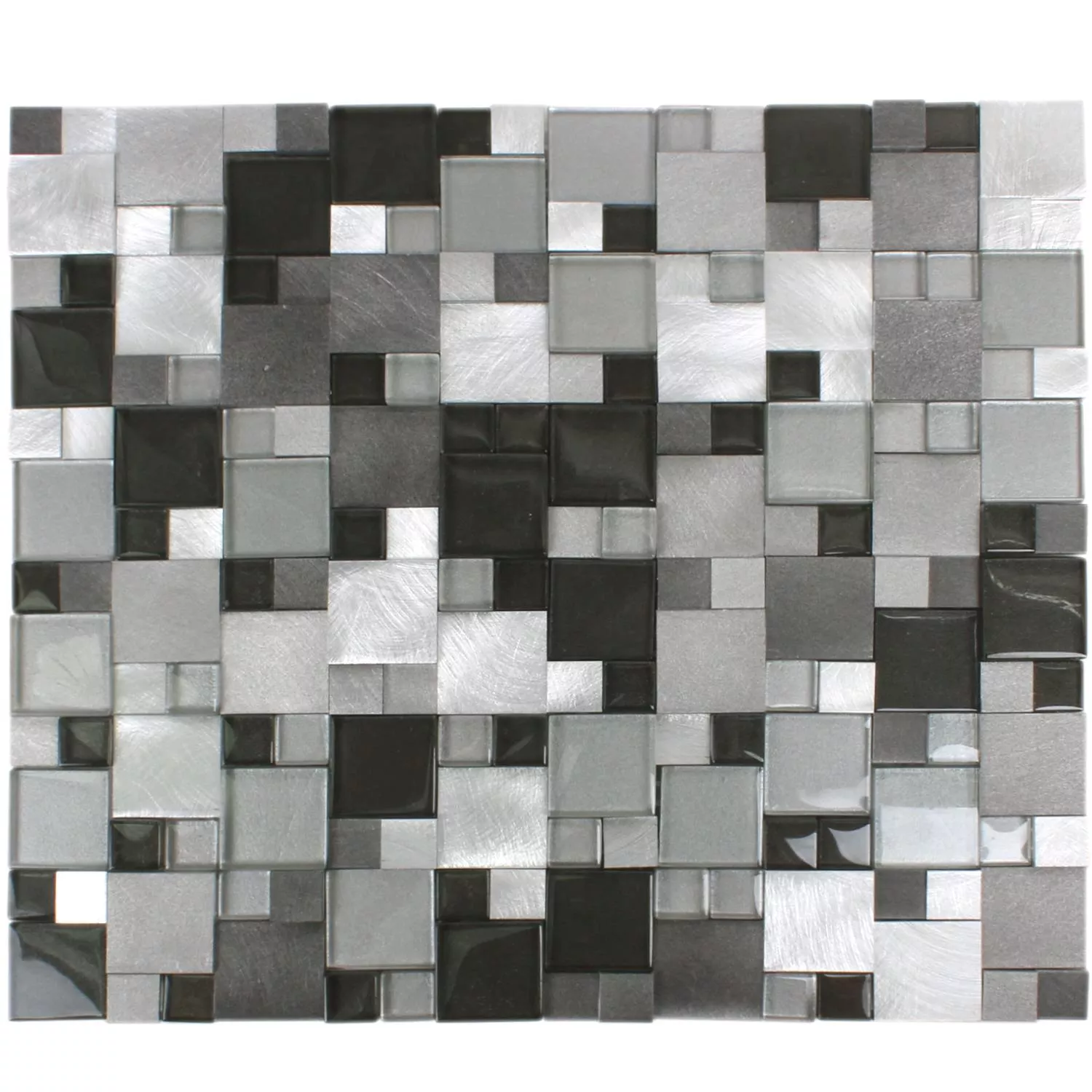 Mosaïque Verre Aluminium Condor 3D Noir Mix