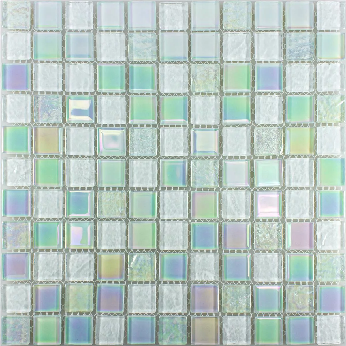 Muestra Mosaico de Cristal Azulejos Efecto Nacarado Manor Blanco