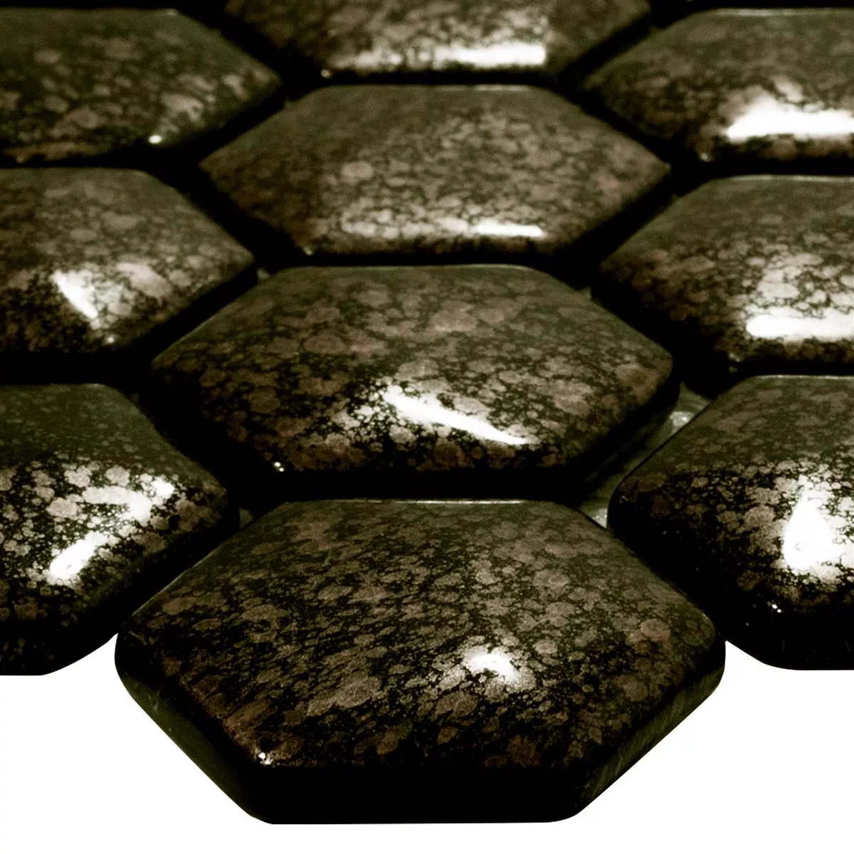 Glass Mosaic Tiles Leopard Hexagon 3D Gold