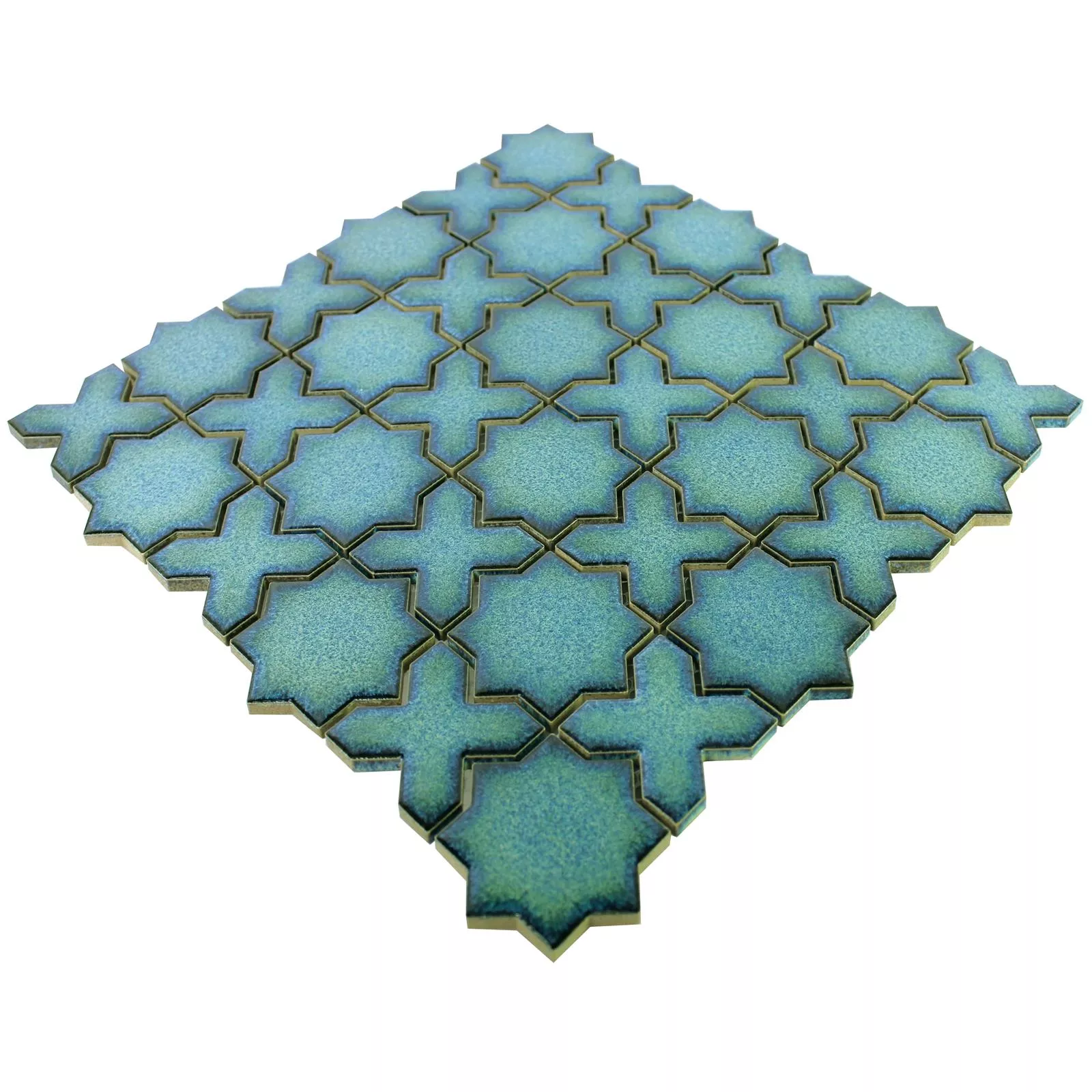 Padrão de Mosaico Cerâmico Azulejos Puebla Estrela Azul