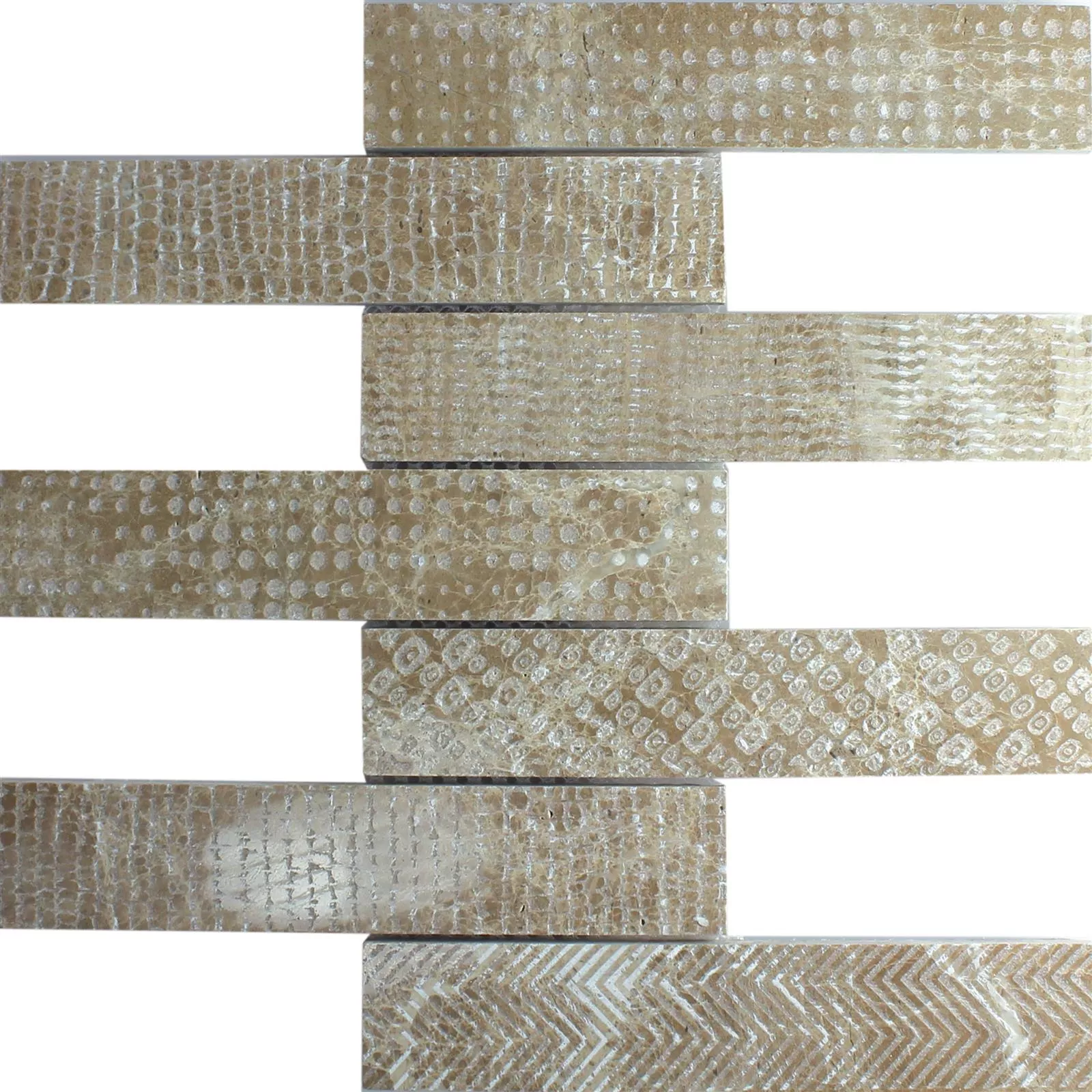 Marmor Naturstein Stripet Mosaikkfliser Grover Brun