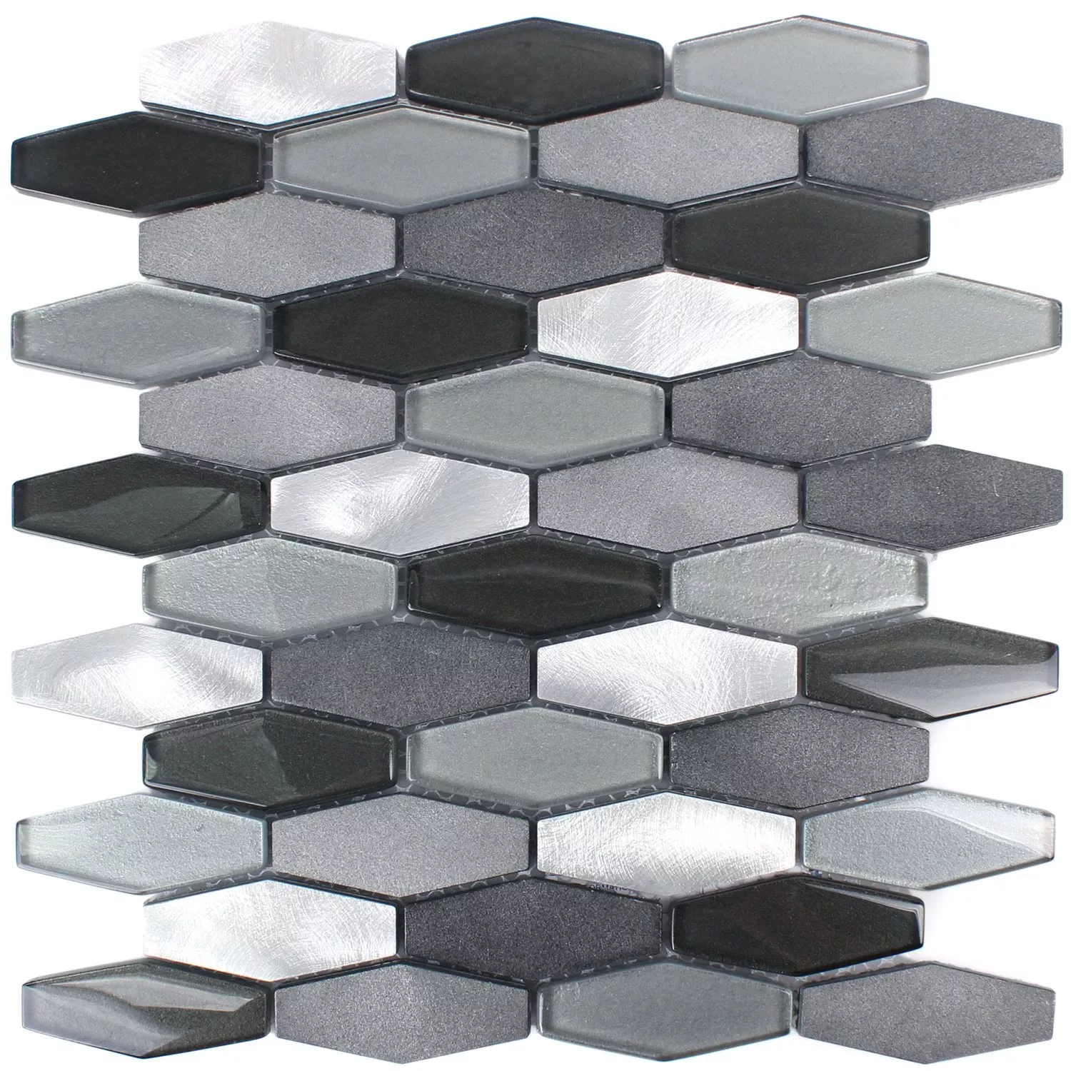 Plăci De Mozaic Hexagon Hexagon Lupo Negru Argint