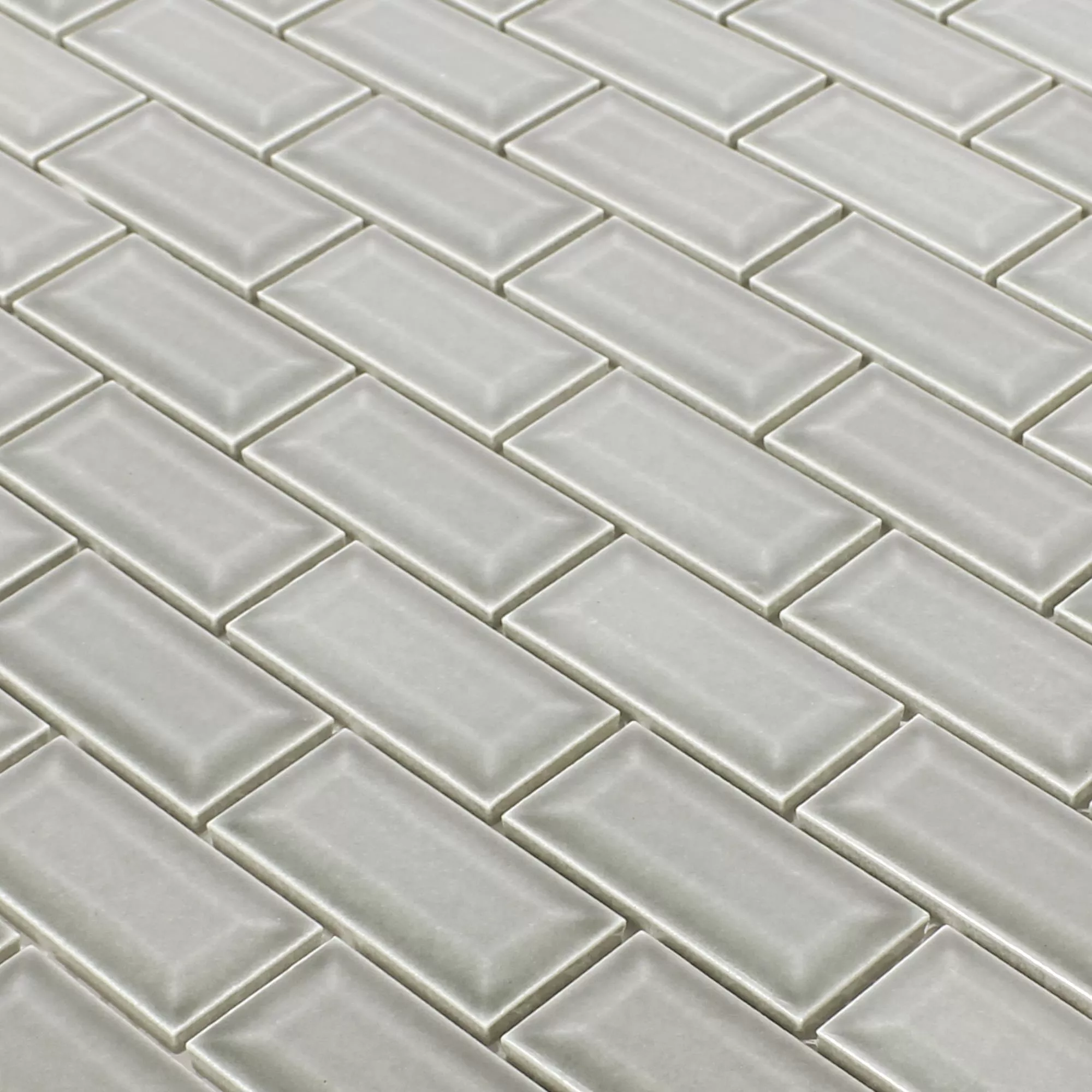 Próbka Mozaika Ceramiczna Metro Z Faset Picton Jasnoszary Błyszczący