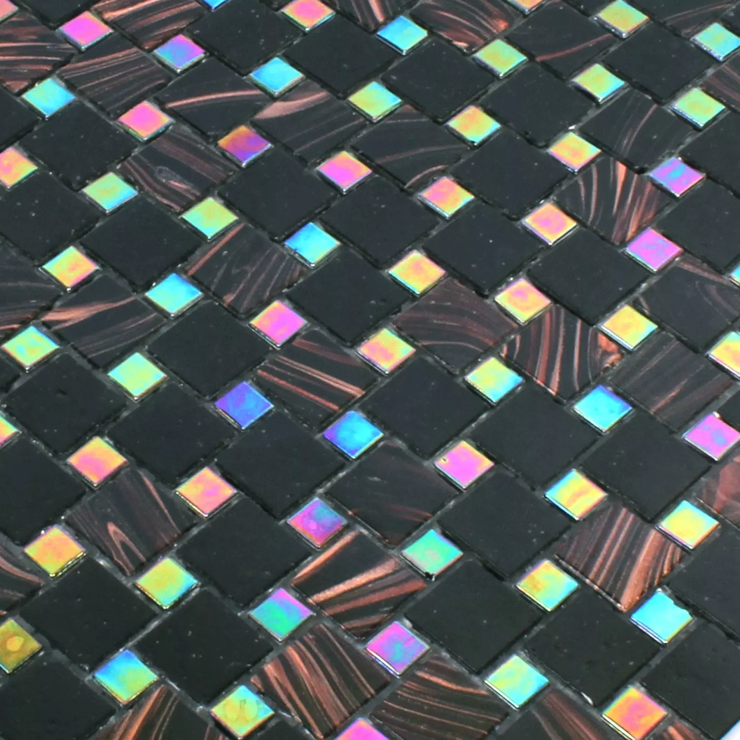 Mosaik Fliser Glas Tahiti Brun Sort Metalic