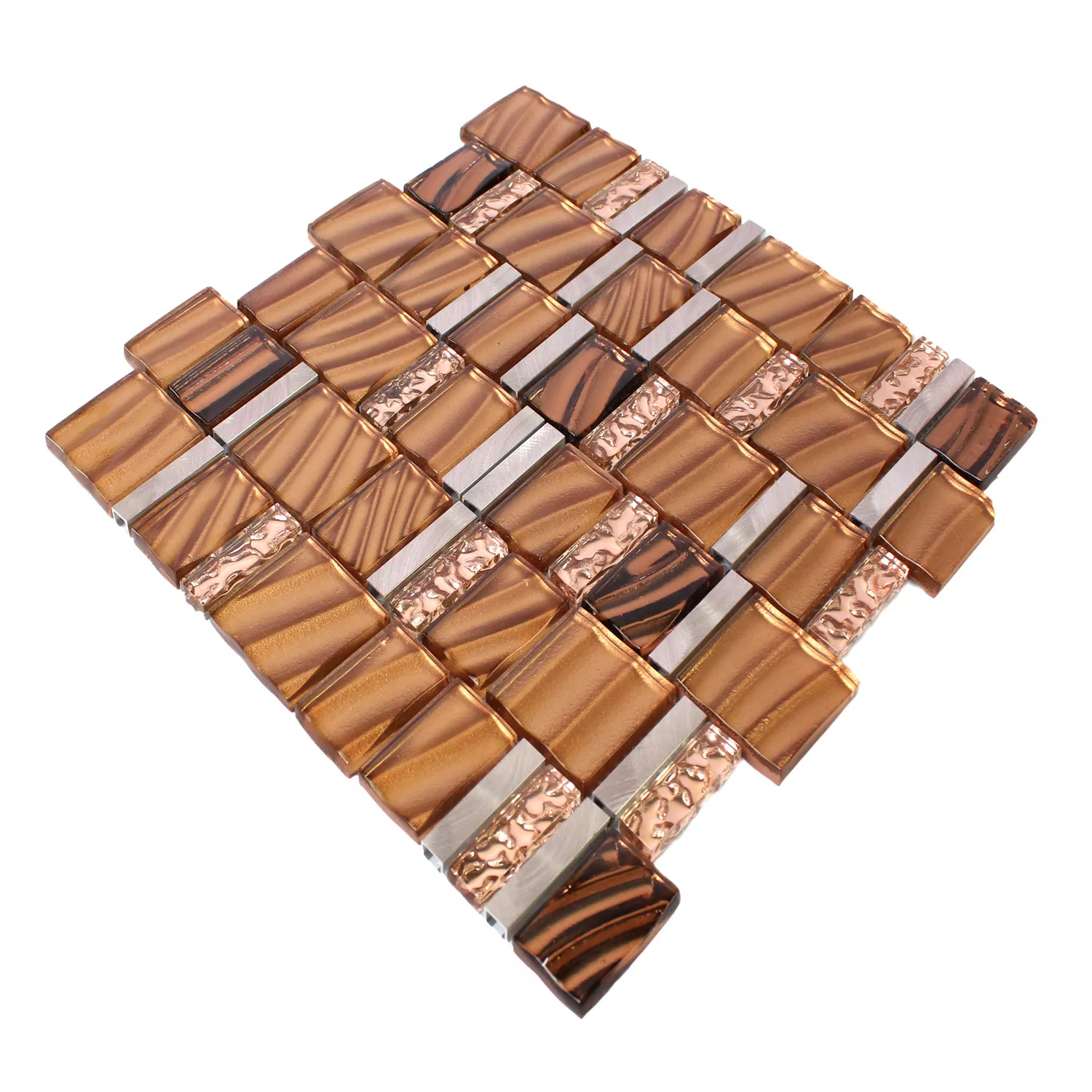 Sample Mosaic Tiles Glass Aluminium Copper Brown Mix