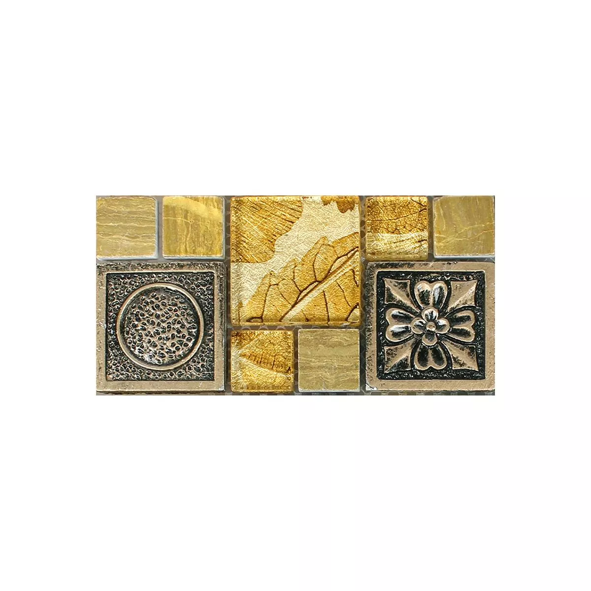 Mønster fra Mosaikkfliser Levanzo Glass Harpiks Ornament Mix Gull