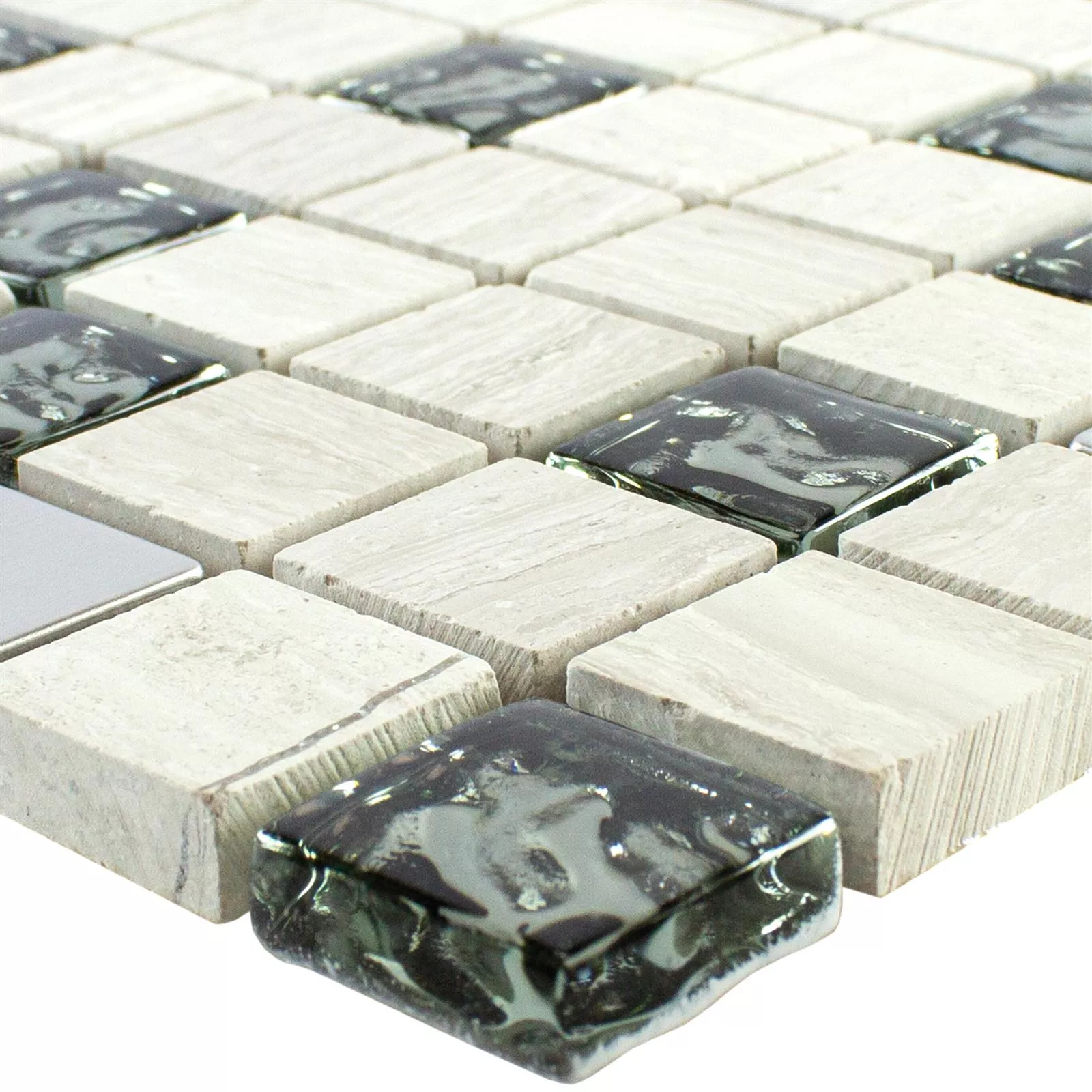 Glas Natursten Metal Mosaik Fliser Fulda Gra Sølv Glas Natursten Metal Mosaik Fliser Fulda Gra Sølv