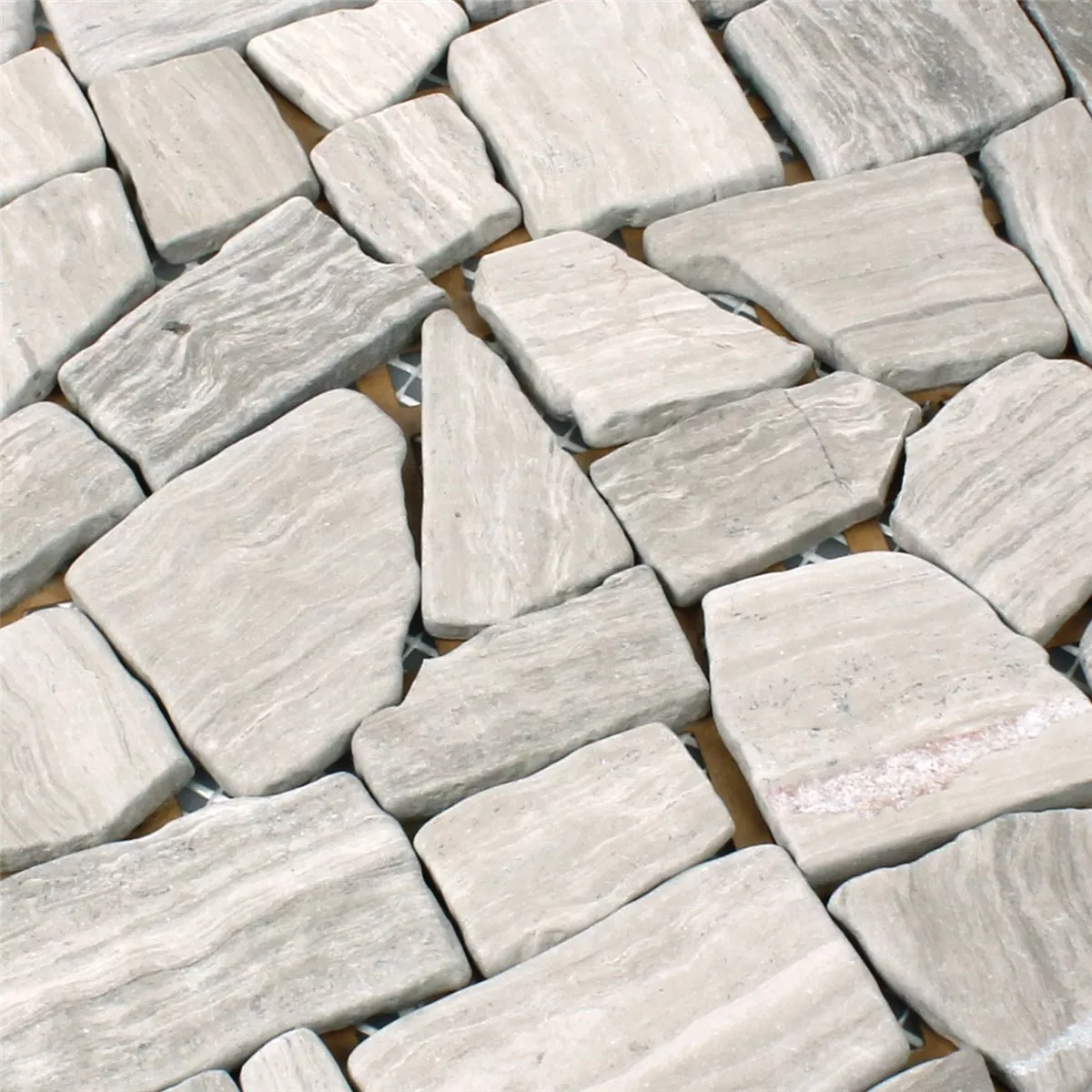 Mosaic Tiles Marble Broken Grey Stripes