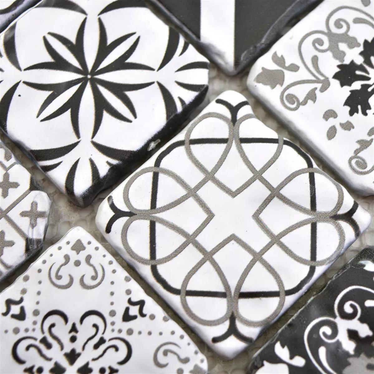 Uzorak Stakleni Mozaik Pločice Starlite Retro Crna Bijela 