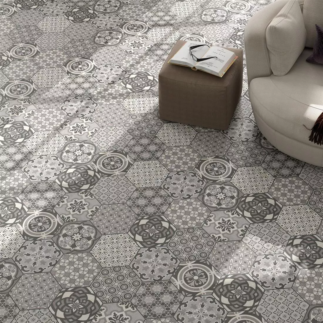 Prøve Cement Fliser Optik Hexagon Gulvfliser Alicante Decor Magic