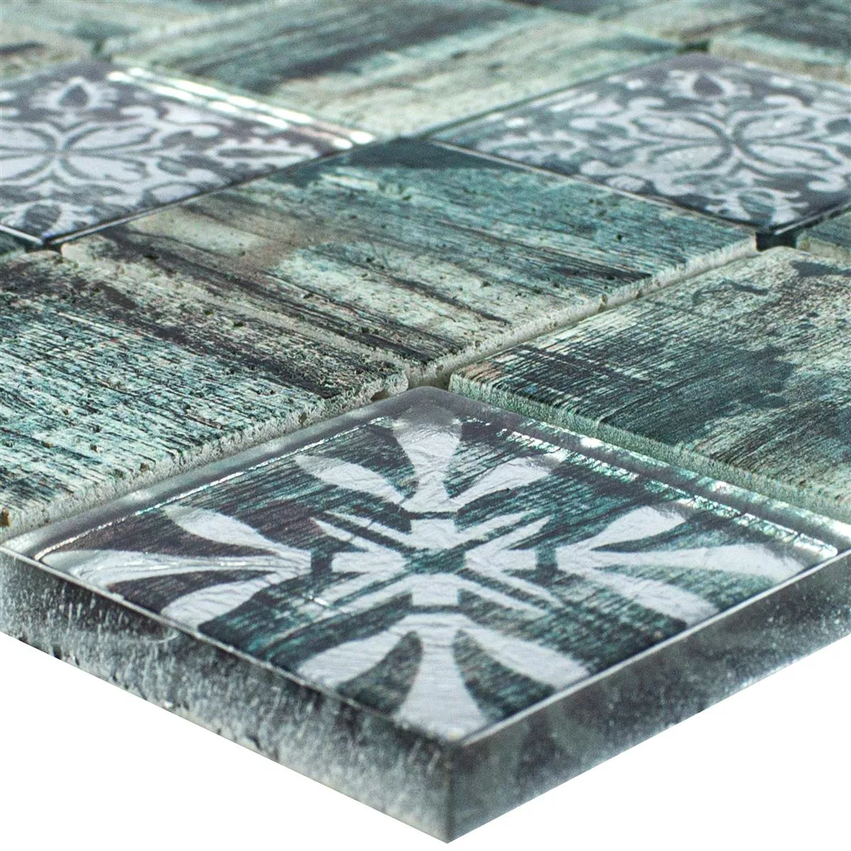 Mønster fra Glass Mosaikk Fliser Tre Utseende Norwalk Grå Brun Grønn Q48