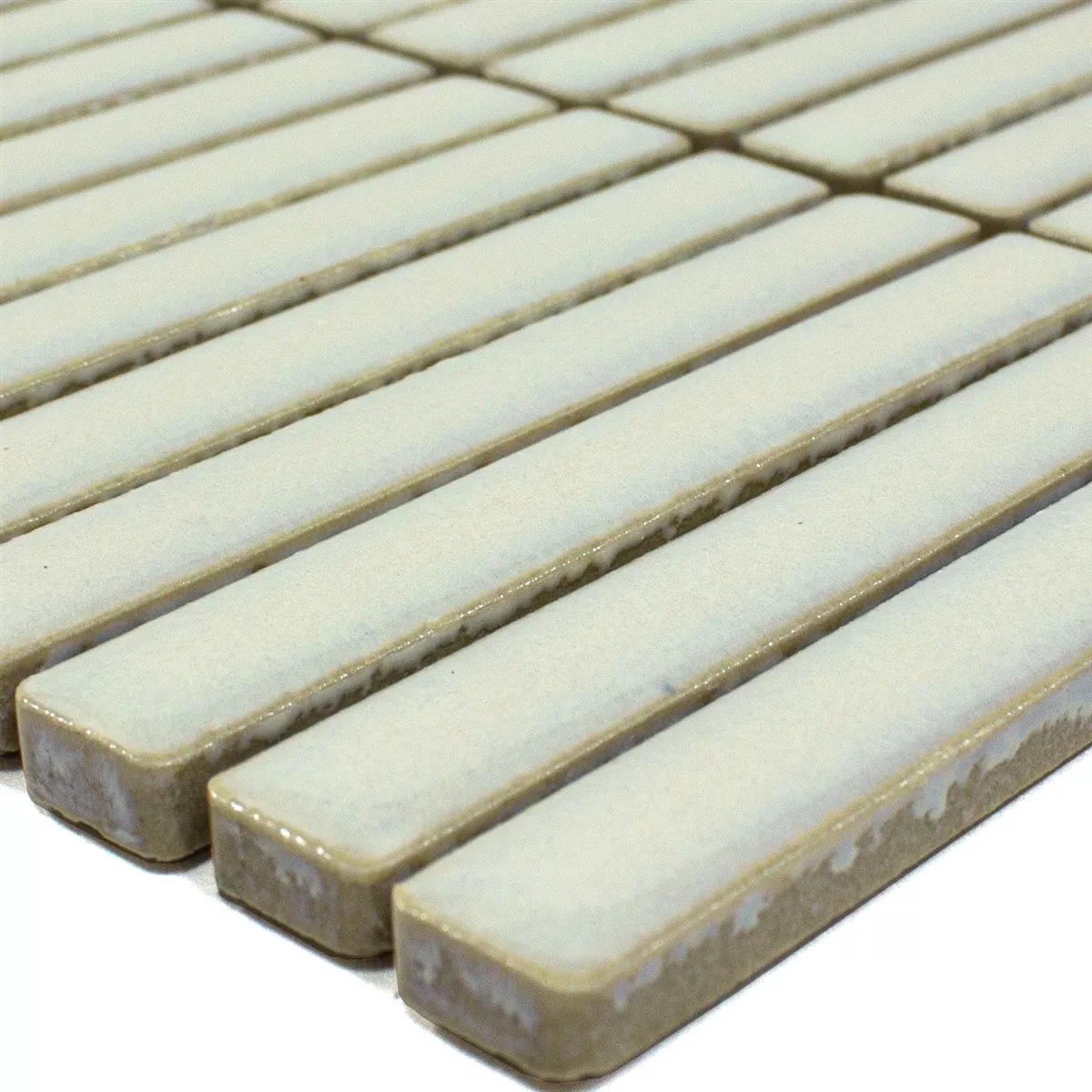 Mosaic Tile Wallachia Light Grey Glossy 12x92x8 mm
