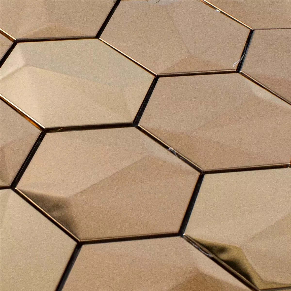 Muestra Acero Inoxidable Azulejos De Mosaico Durango Hexagonales 3D Cobre