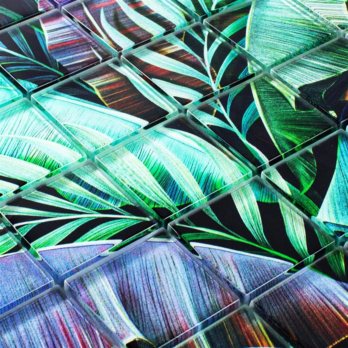 Uzorak Stakleni Mozaik Pločice Pittsburg Cvjetna Optika Zelena Lila