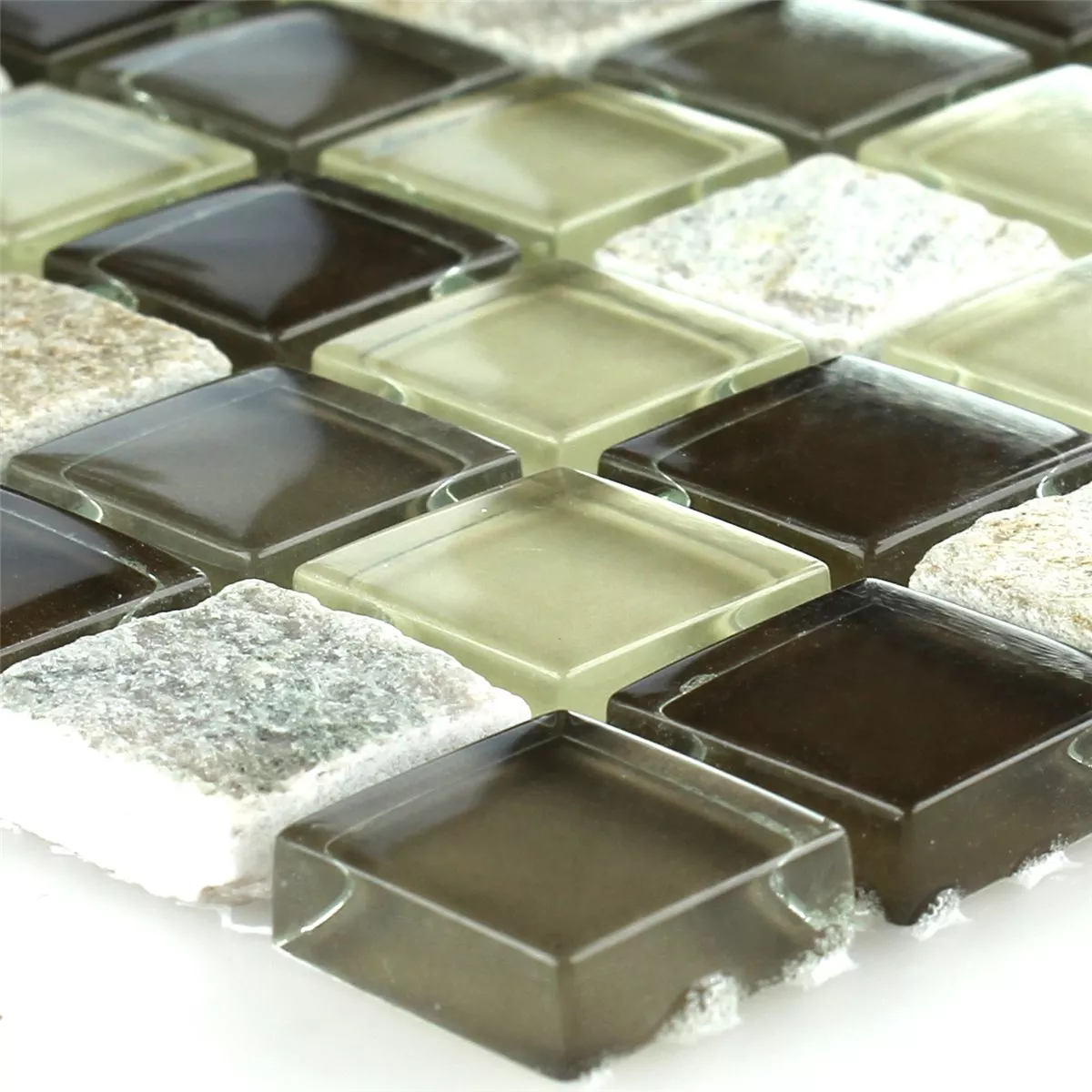 Sample Mosaic Tiles Glass Natural Stone Light Green