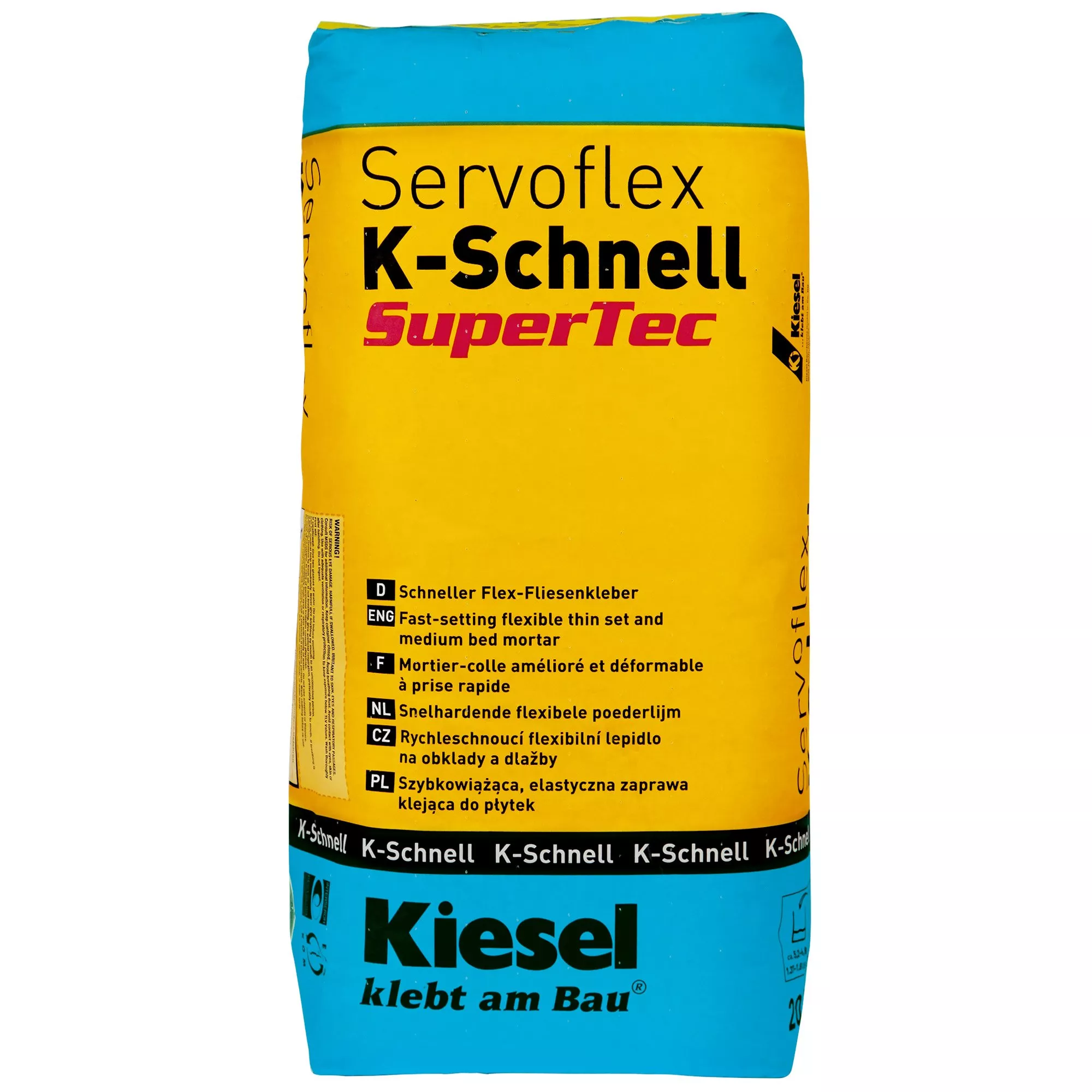 Kiesel Servoflex K-Schnell - широкоформатни покрития, бързо лепило за плочки (20 кг)